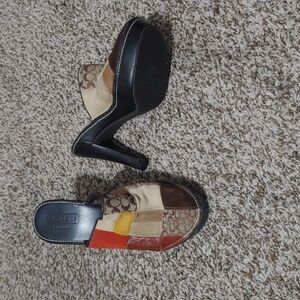 Y2K Coach Patchwork Mules Women's Heeled Leather Clogs Size 6